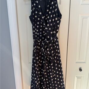 Suzi Chen Maggie London Dot Sleeveless Dress - Navy and White